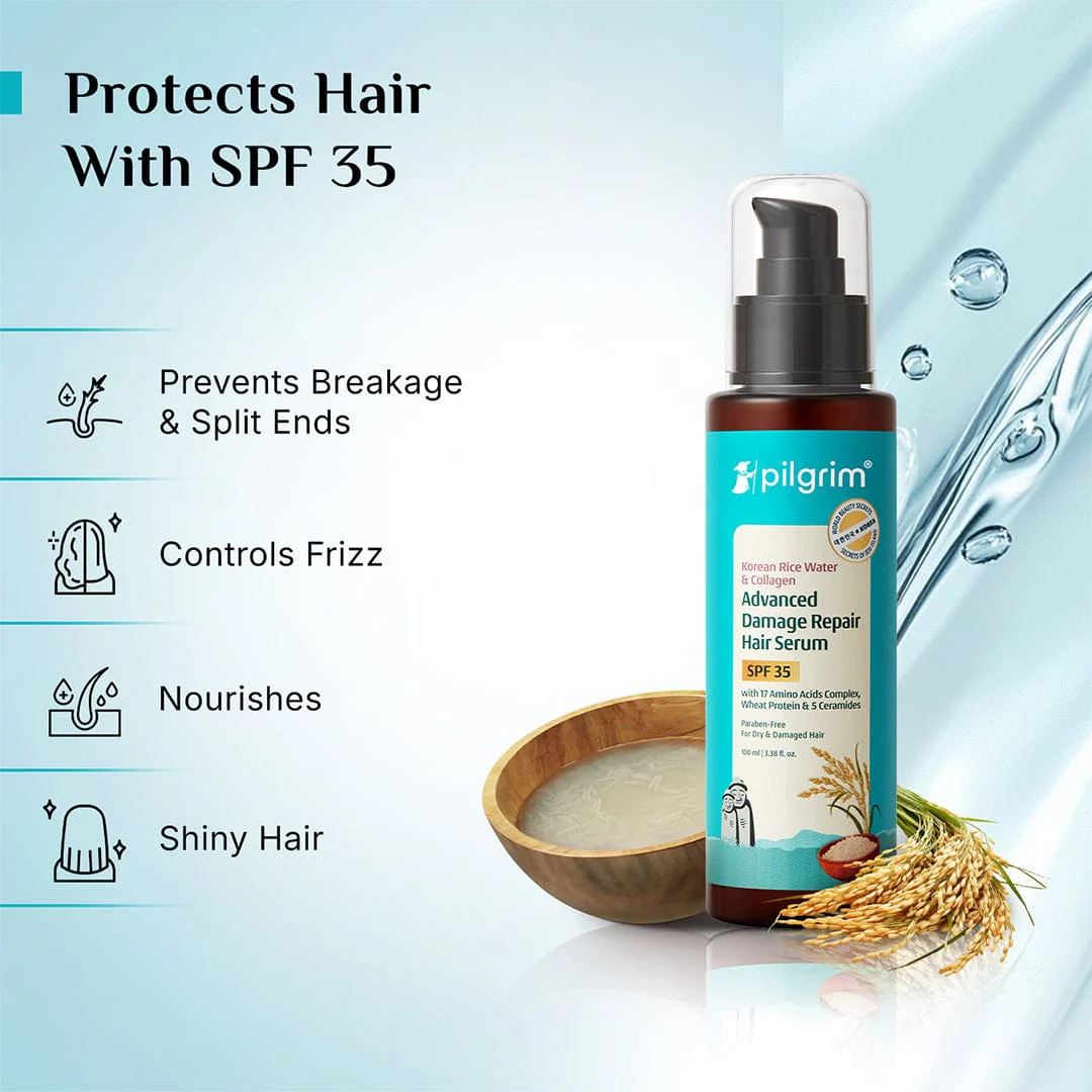Korean Rice Water & Collagen Advanced Damage Repair Hair Serum SPF 35 - Image 4
