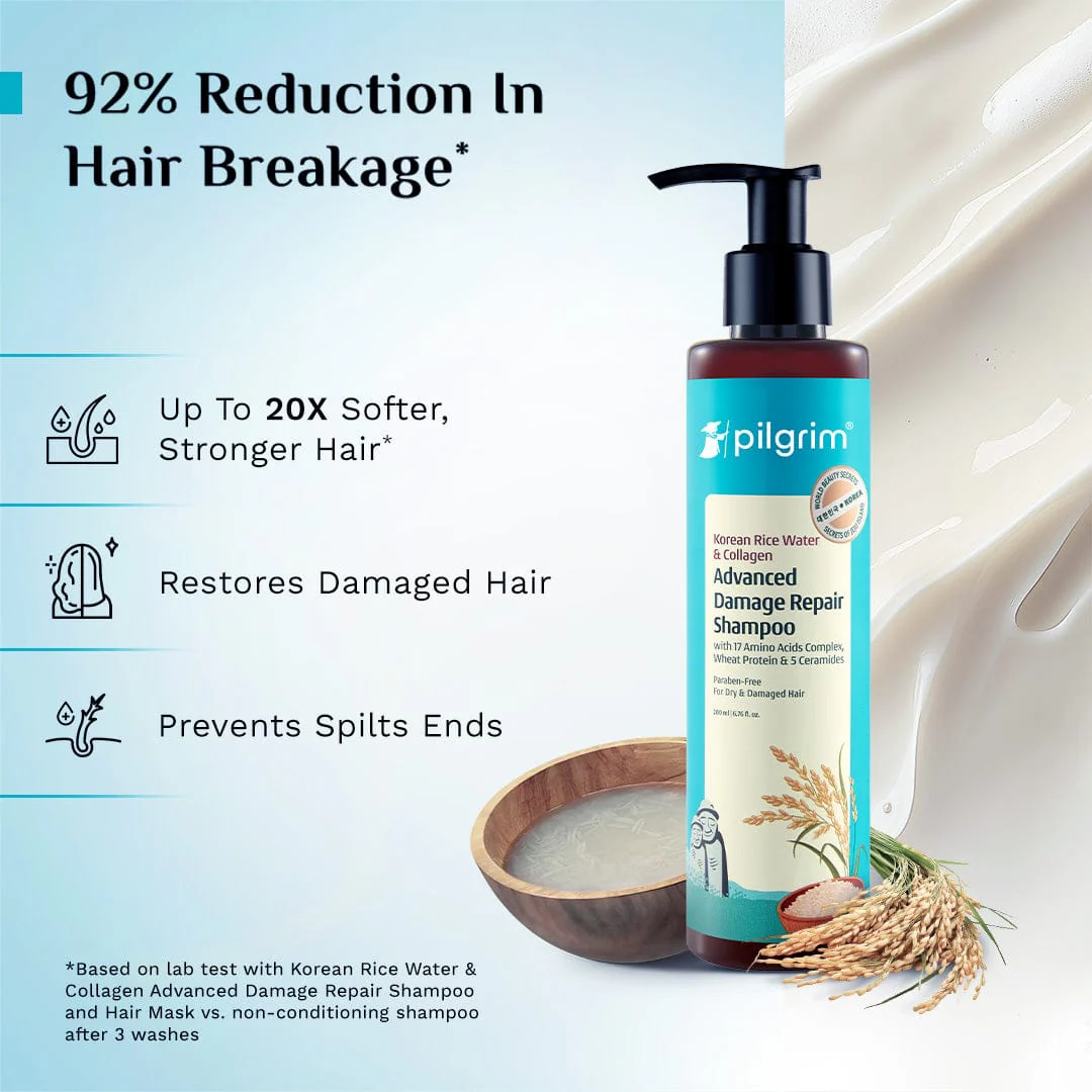 Korean Rice Water & Collagen Advanced Damage Repair Shampoo & Conditioner Combo - Image 2