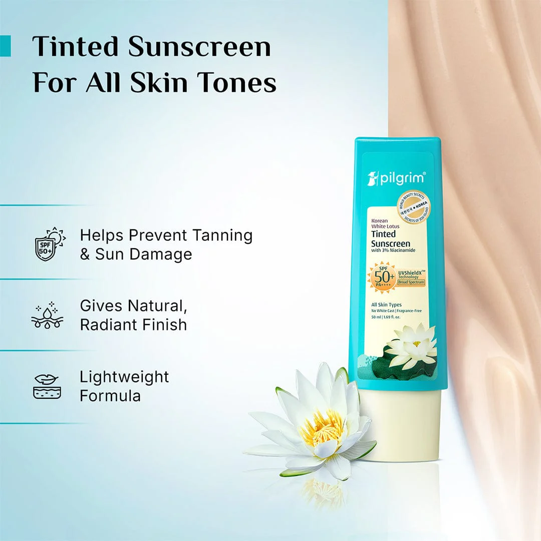 Korean White Lotus Tinted Sunscreen SPF 50+ PA++++ - Image 4