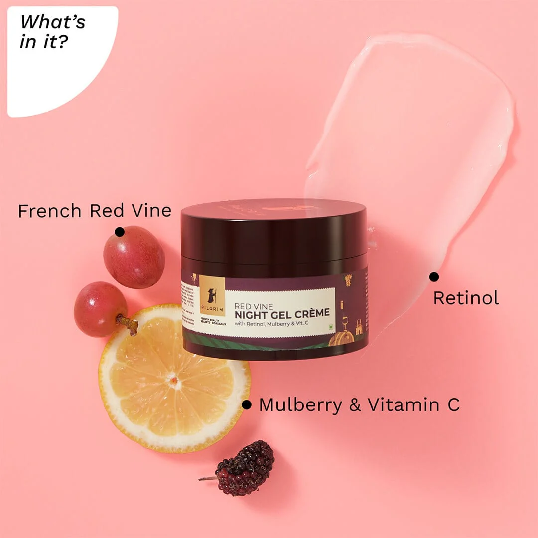 Red Vine Night Gel Crème with Retinol, Mulberry & Vit. C 50.gm - Image 3